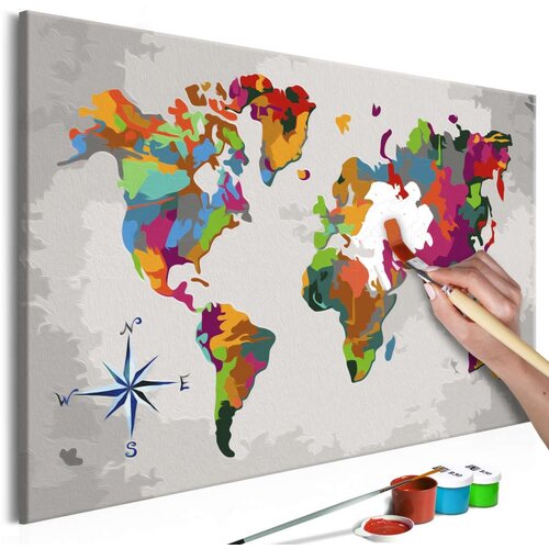  Slika za samostalno slikanje - World Map (Compass Rose) 60x40 Slike