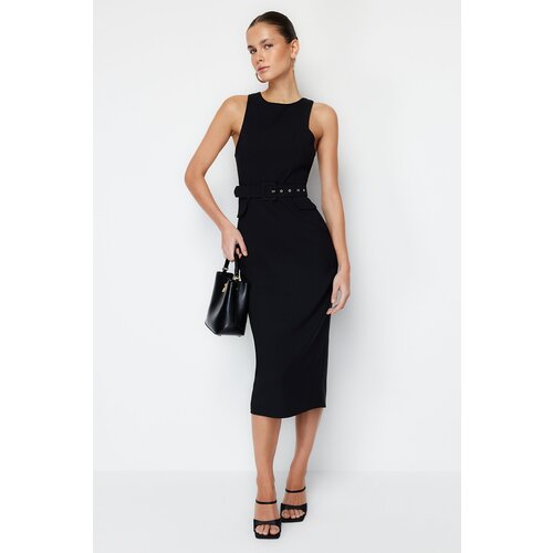 Trendyol Black Polka Dot Waist Opening Viscose Midi Woven Dress Cijene