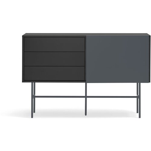 Teulat Crna/antracitno siva niska komoda s kliznim vratima 140x91 cm Nube &amp;ndash; Slike