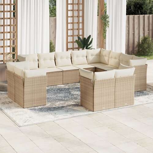 vidaXL 12-dijelni set vrtnih sofa od poliratana s jastucima bež Cijene