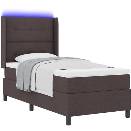 vidaXL Box madrac s osnovom i LED-om  tamnosmeđi - 80x200 cm  tkanina Cijene