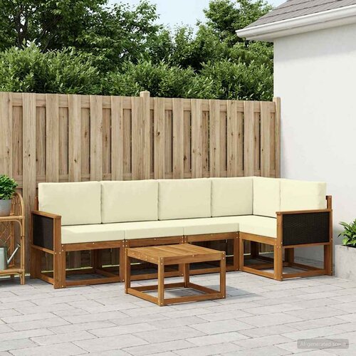  Set vanjskih sofa 6 pcs Prirodna i krem Čvrsto drvo akacije Cene