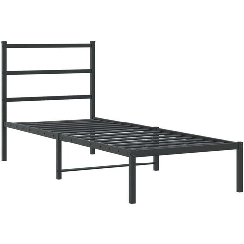 VidaXL Metalni okvir za krevet s uzglavljem crni 75x190 cm Slike