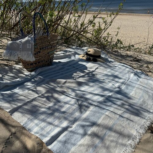 Linen Tales Lanena deka za plažu 140x170 cm Allure Stripe &amp;ndash; Slike