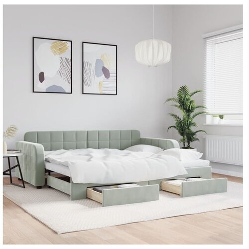 vidaXL Dnevni krevet na razvlačenje svjetlosivi 90 x 190 cm baršunasti Cene