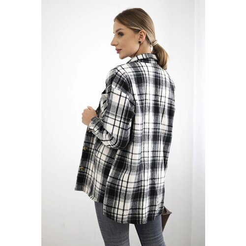 Kesi Women's checked shirt with long sleeves and pocket black Cene