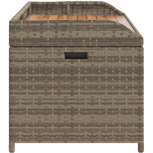  Klupa za pohranu siva 100x50x52 cm poliratan i bagremovo drvo Slike