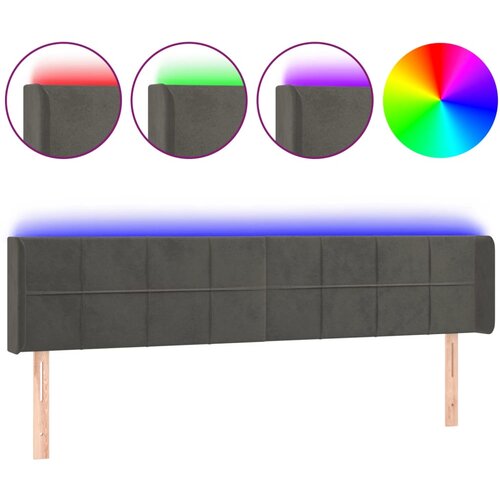 Maison Chic led posteljno vzglavje - vzglavna omarica - nočna omarica temno sivo 183x16x78/88 cm žamet, (21709355) Slike