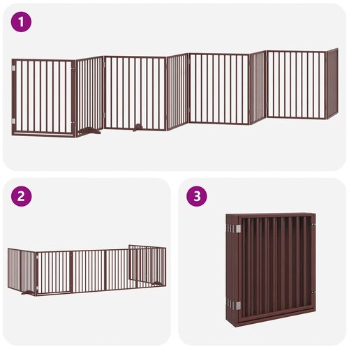  Vrata za pse s vrata&amp;scaron;cima 8 panela sklopiva 640 cm drvo topole Smeđa 80 x 90 x 2 cm Slike