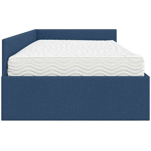  Kutni krevetni okvir s madracem Ostalo 2 pcs Plava tkanina Slike