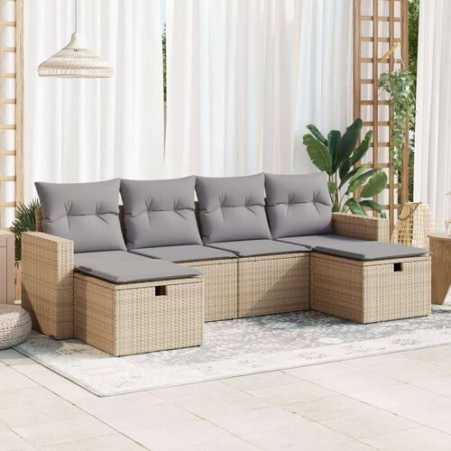 vidaXL 6-dijelni set vrtnih sofa s jastucima bež od poliratana Cijene