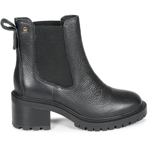 Tommy Hilfiger &amp;Scaron;kornji Th Leather Chelsea Cleated Heel FW0FW08774 Črna Slike