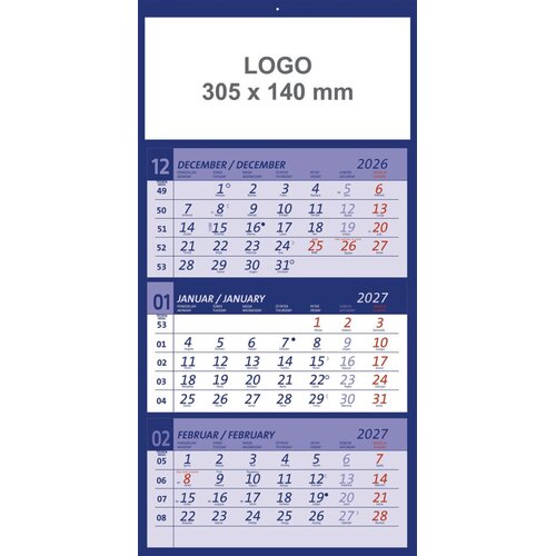  Koledar stenski 3-delni posloven lepljen moder 2027 em ROKOVNIK&amp;amp;KOLEDAR Slike