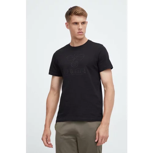 Hummel Bombažna kratka majica črna barva