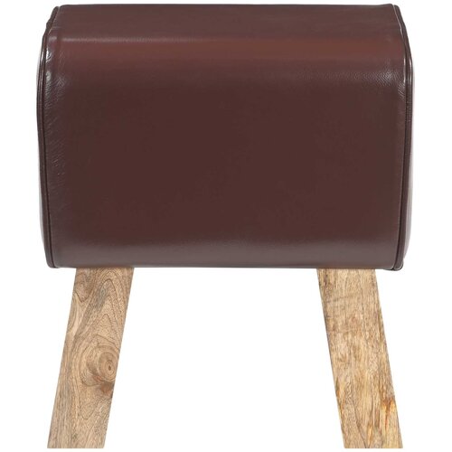  Klupa 40 x 30 x 45 cm Prava koža Tamno smeđa Slike