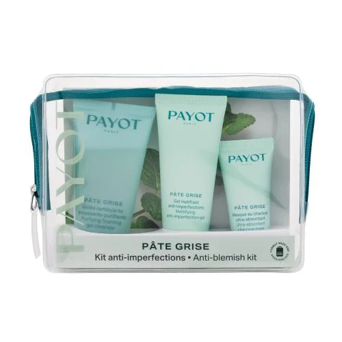 Payot Pâte Grise Anti Blemish Kit set: čistilni gel 50 ml + gel za obraz 30 ml + maska za obraz 15 ml + torbica za ženske