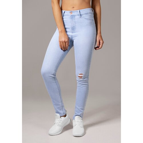Urban Classics Women's Skinny High Waisted Denim Pants - Blue Cene