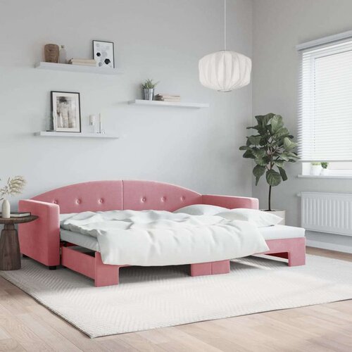 vidaXL Izvlečna dnevna postelja roza 90x200 cm žamet Cene