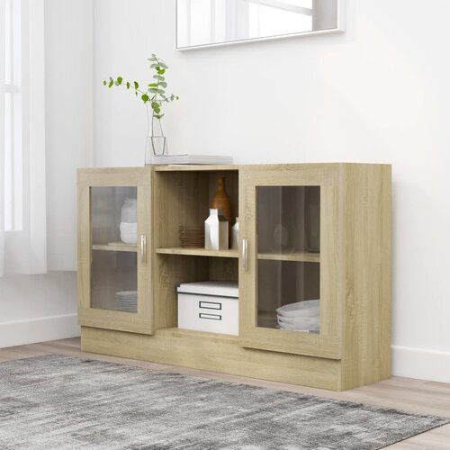 The Living Store Vitrina sonoma hrast 120x30,5x70 cm iverna plo&amp;scaron;ča - Vitrina, (21663412) Slike