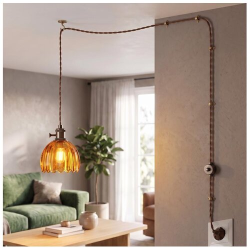 Cottex 8400100-5503 - Luster na kablu sa utikačem NORA 1xE14/5W/230V braon Cene