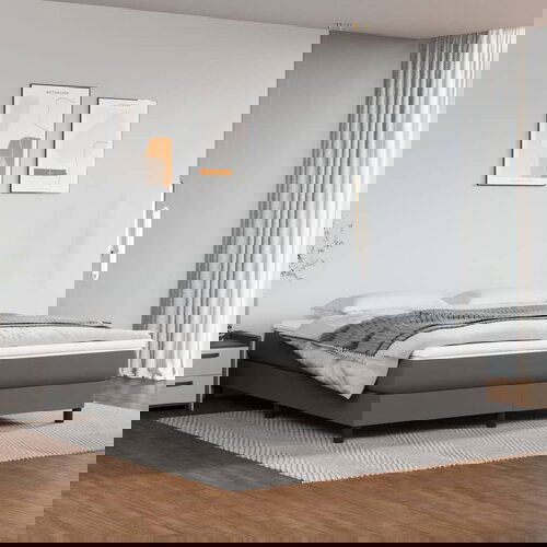 The Living Store Box spring postelja z vzmetnico siva 160x200 cm umetno usnje - Box Spring Postelja, (21519758) Cene