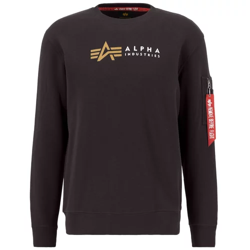 Alpha Industries Sweater majica tamno smeđa / žuta / crvena / bijela