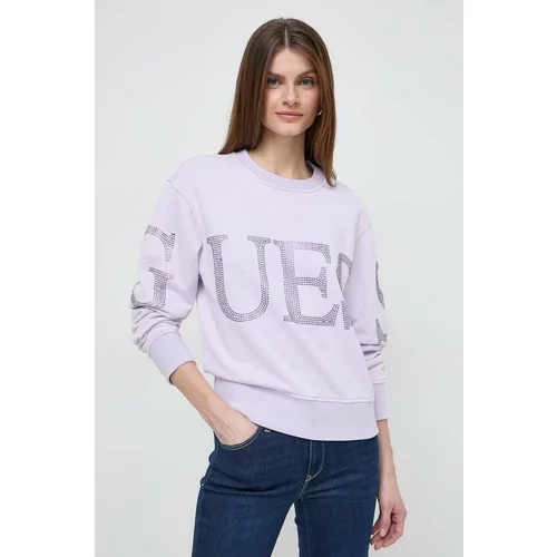 Guess Bombažen pulover ženska, roza barva