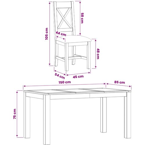  Blagovaonski set 5 kom. Siva Čvrsto Hrastovo Drvo 150 x 85 x 75 cm Slike