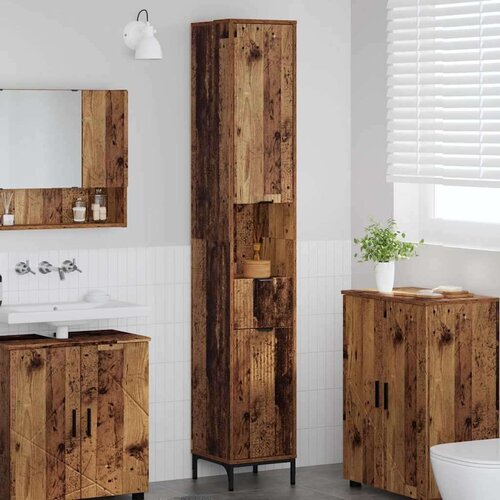 VidaXL Visoki ormarić za kupaonicu Staro drvo 31.5 x 33 x 190 cm Slike
