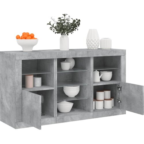 vidaXL Komoda z LED lučkami betonsko siva 123x37x67 cm Cene