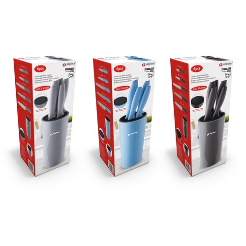  Kuhinjski set od 5 inox noževa + stalak Slike