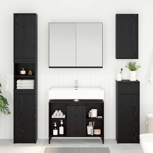 Ormarić za umivaonik s policom Crni hrast 80 x 33 x 60 cm Cene