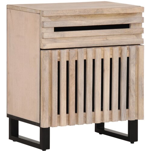  The Living Store Nočna omarica bela 50x34x60 cm trden mangov les - Nočna Omarica, (21456447) Cene