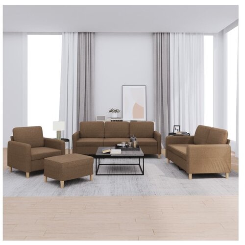 vidaXL 4-dijelni set sofa s jastucima smeđi od tkanine - Smeđa S osloncem za noge Cijene