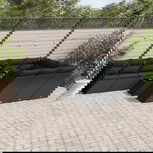 VidaXL 11-dijelni set vrtnih sofa od poliratana s jastucima crni Slike