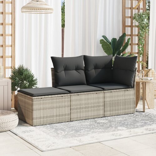  Vrtni tabure s jastukom svijetlosivi 55x55x37 cm od poliratana Siva Slike