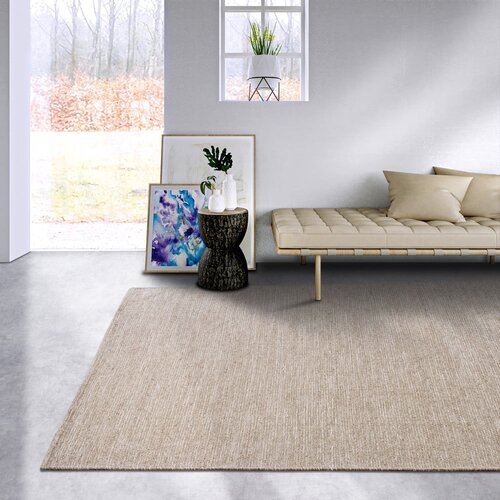 Elle Decoration Bež ručno rađen tepih od mje&amp;scaron;avine vune 60x90 cm Pradesh Linen White &amp;ndash; Slike