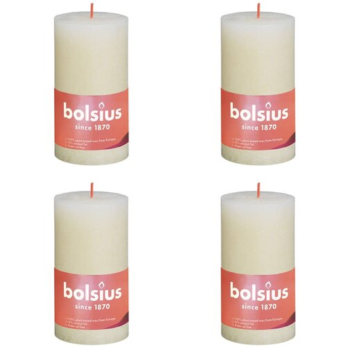 Bolsius rustične debele svijeće Shine 4 kom 130 x 68 mm nježno biserne Slike