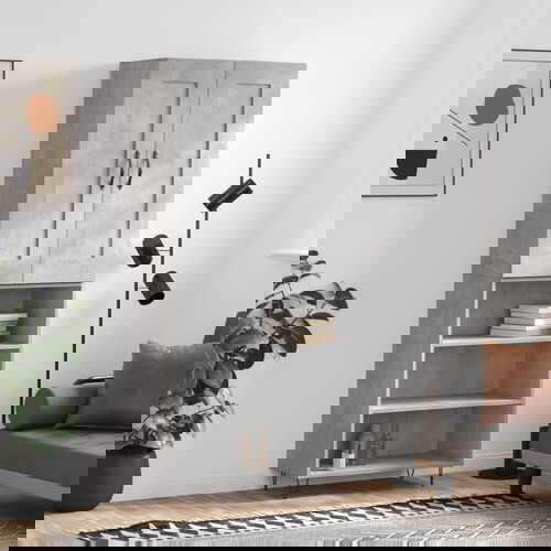 vidaXL Visoka komoda betonsko siva 69,5x34x180 cm inženirski les Cene
