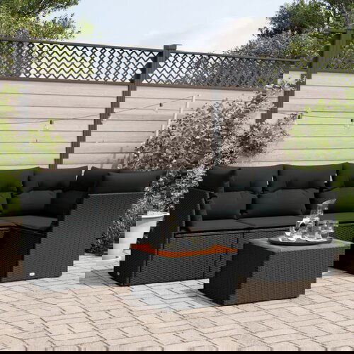 vidaXL 6-dijelni set vrtnih sofa s jastucima crni od poliratana Cijene