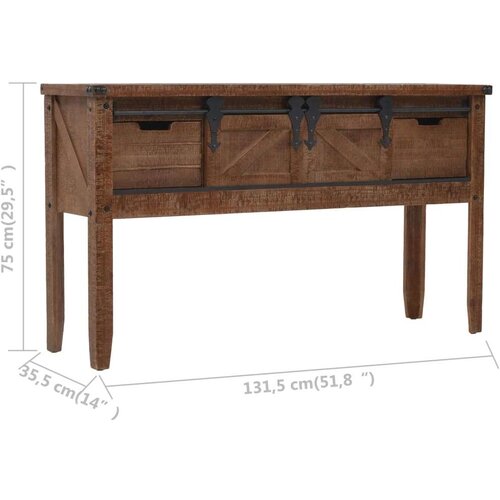 VidaXL Konzolni stol od masivne jelovine 131 x 35,5 x 75 cm smeđi Slike