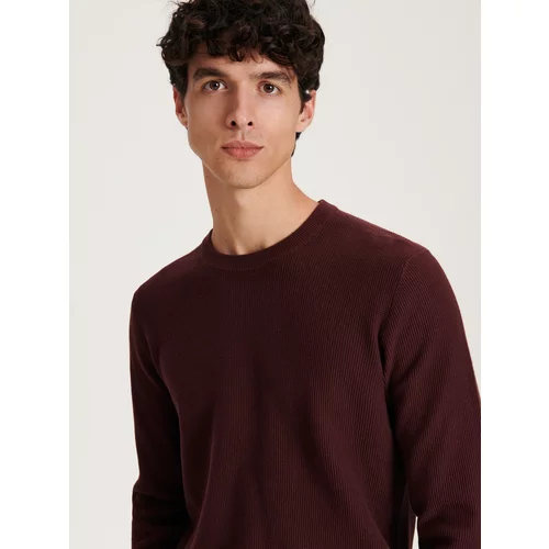 Reserved - Pamučni džemper - boja kestena