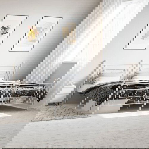 VidaXL Metalni okvir kreveta uzglavlje i podnožje bijeli 180x200 cm Slike