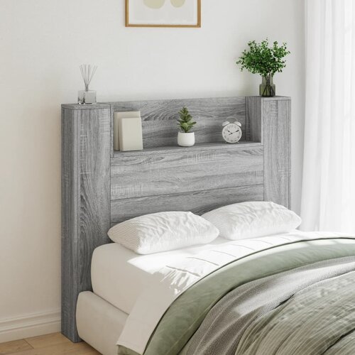 vidaXL Omarica za vzglavje postelje LED siva sonoma 120x16,5x103,5 cm Cene