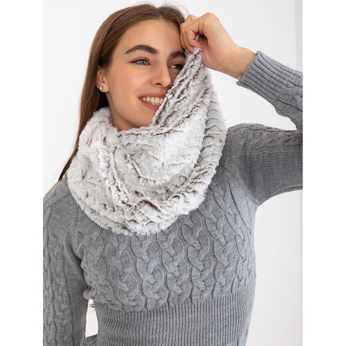 Fashion Hunters White and dark brown neck warmer made of faux fur Cene