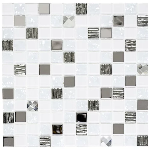 x samoljepljiva mozaik pločica sam 4CM24 (30 30 cm, staklo, bijele boje)