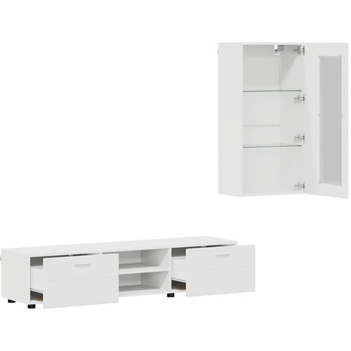  Set TV komoda s ladicama FLORIN 3 pcs Bijelo Konstruirano drvo Slike