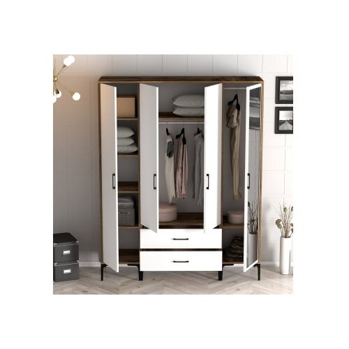 Hanah home kumsal str - walnut, white walnutwhite wardrobe Slike
