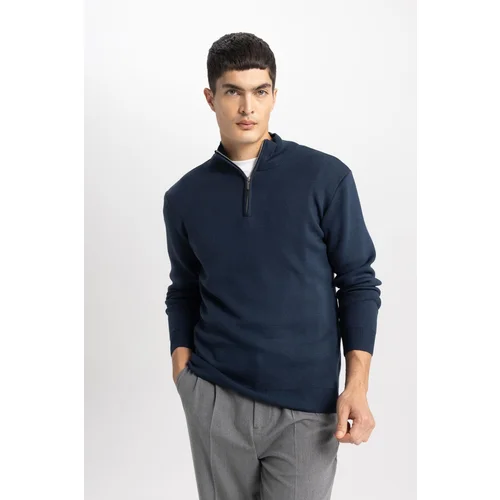 Defacto Standard Fit High Neck Zippered Sweater