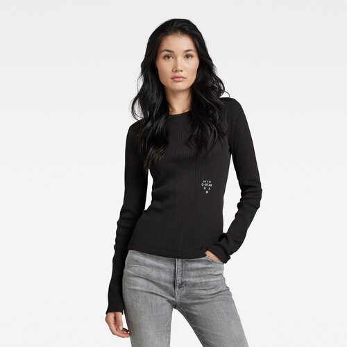 G-star T-shirt - Slim rib boatneck l\s wmn black Slike